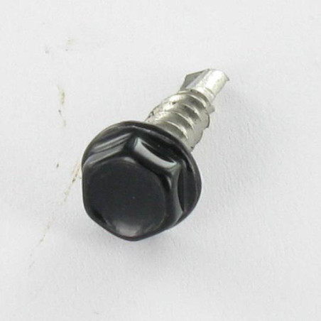 1 x Selbstbohrende Schrauben Sechskantkopf 6,3 x 40 Edelstahl A2 RAL9005 tiefschwarz