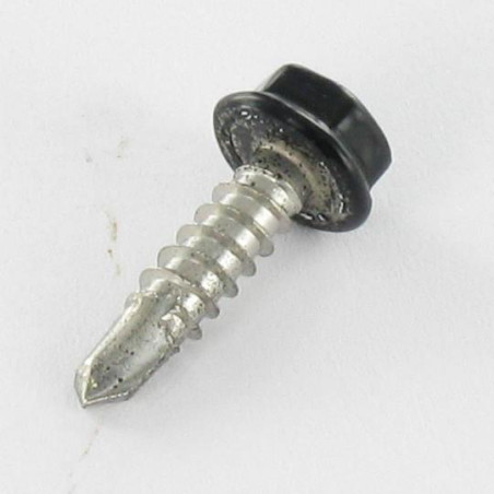 1 x Selbstbohrende Schrauben Sechskantkopf 6,3 x 40 Edelstahl A2 RAL9005 tiefschwarz