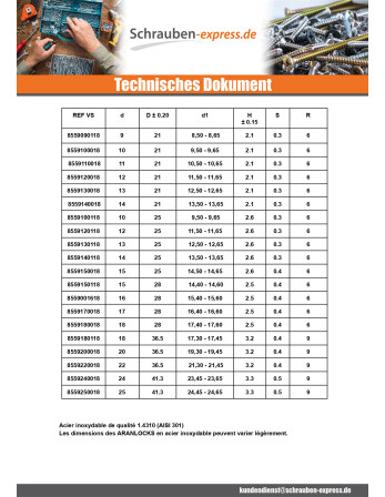1 x Lock washer ARANLOCK 13x21x0,3 Edelstahl
