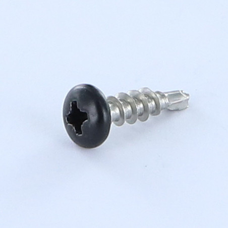 1 x Selbstbohrende Schrauben Zylindrischer Flachkopf Pozi FADEN AGLO 5x18 Edelstahl A2 RAL9005 tiefschwarz