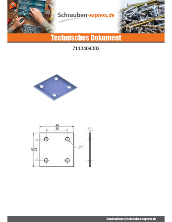 1 x Montageplatte MONTAGE Verzinkt 40x40