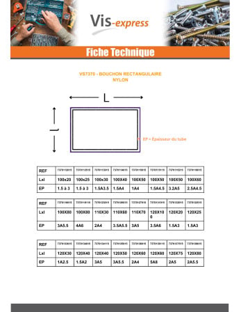 1 x Rechteckige Kappe für Tube 60x45...