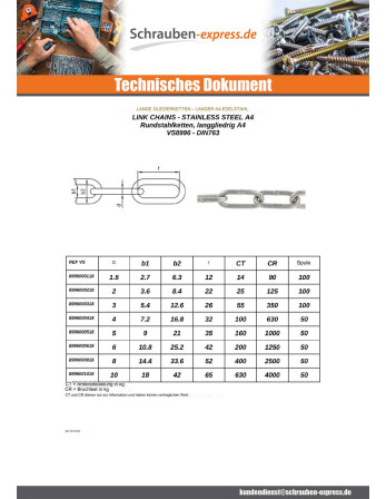 1 x M Kette für E-MAIL langer Durchmesser 10...