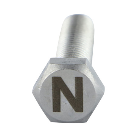 1 x Metallschrauben Sechskantkopf 8x35 Edelstahl A4 mit Buchstabengravur "N"