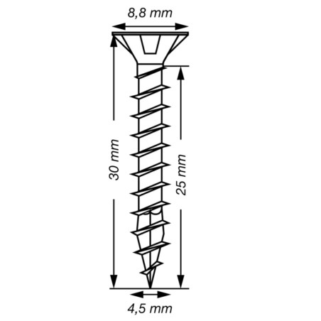 1 x Spax T-STAR MEHR Senkkopfschraube T20 Edelstahl A2 4,5 x 30 Gesamtgewinde