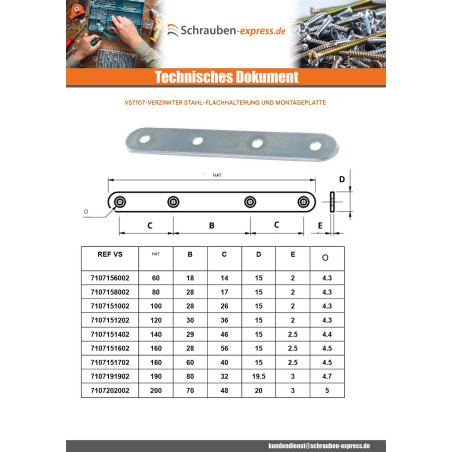 1 x Montageplatte MONTAGE Verzinkt 15x100