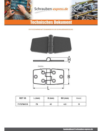 1 x Scharnier Mit Abdeckkappe Schraube 79X41...