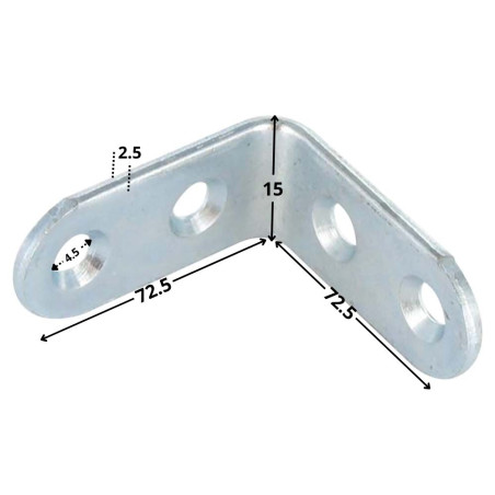 1 x Halterungen 72,5 x 72,5 x 15 4 Löcher Durchmesser 4,5 Verzinkt