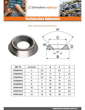 1 x Topfscheibe Voll Edelstahl A2 M10
