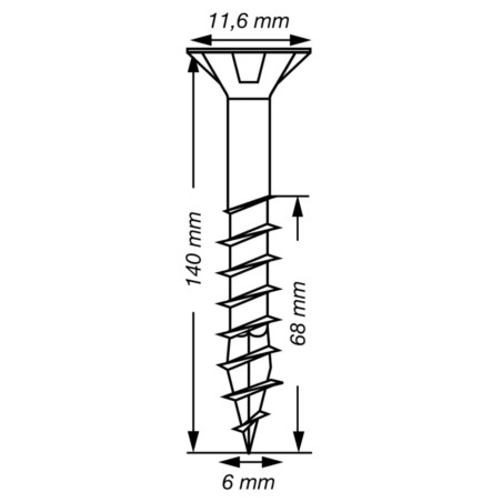 1 x Spax T-STAR MEHR Senkkopfschraube T30 Edelstahl A2 6x140 Mit Gewinde 68