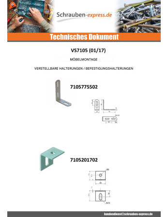 1 x Halterungen Einstellung 70x55x20 3 Löcher...