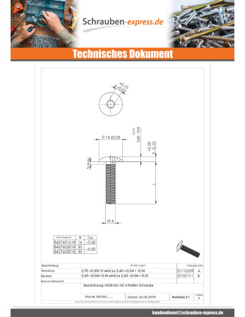 1 x Metallschrauben Flachrundkopfschraube...