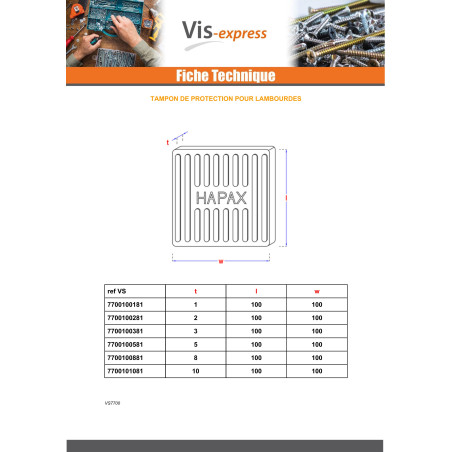 1 x Los von 90 Balkenschutzpolster 100x100x2 EPDM