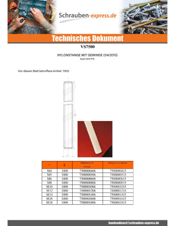 1 x Gewindestange M16 Länge 1 Meter natürlich...