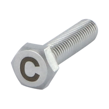1 x Metallschrauben Sechskantkopf 8x35 Edelstahl A4 mit Buchstabengravur "C"