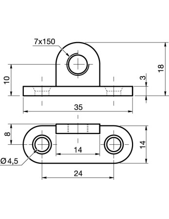 1 x Befestigungslasche mit Öse Durchmesser 7 mm...