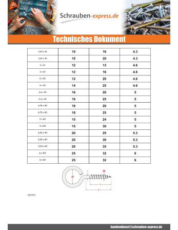 1 x Ringschraube Holz 3,2 x 16 Auge 8 Verzinkt
