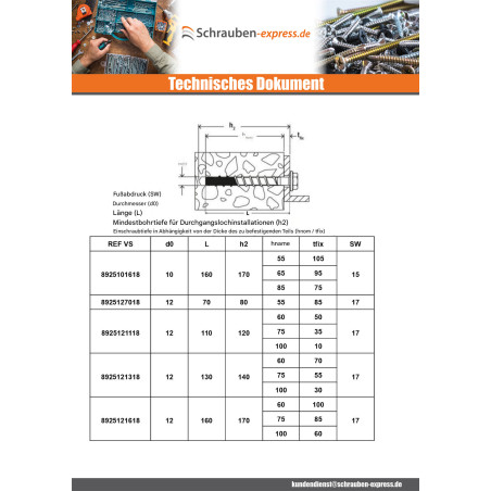 1 x Betonschraube Sechskantkopf FISCHER ULTRACUT FBS II UNS 8x80 Edelstahl A4
