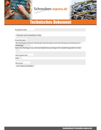 1 x Haken Von für Dächer VARIO 260 x 30 x 60 /5...