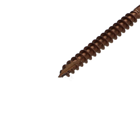 1 x Terrassenschrauben TEKOR Flacher Senkkopf T25 5x80 cut Bohrspitze mit Typ 17 Spitze Edelstahl A4 Braun