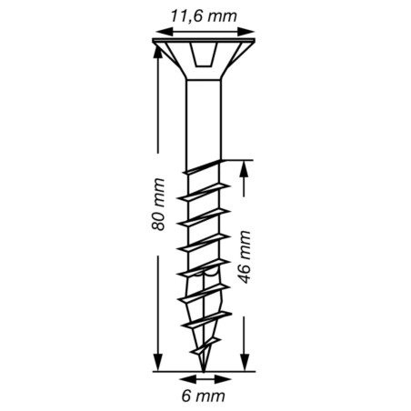 1 x Spax T-STAR MEHR Senkkopfschraube T30 Edelstahl A2 6x80 Mit Gewinde 46