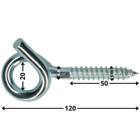 1 x Gym-haken Gewinde Holz Verzinkt 8,8 x 120