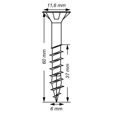 1 x Spax T-STAR MEHR Senkkopfschraube T30 Edelstahl A2 6x60 Mit Gewinde 37