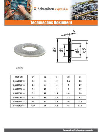 1 x Kontaktscheiben Edelstahl A2 M8x18x1,4 M