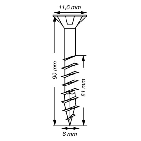 1 x Spax T-STAR MEHR Senkkopfschraube T30 Edelstahl A2 6x90 Mit Gewinde 61