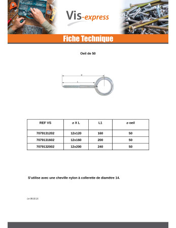 1 x Befestigungsöse für Gerüst 12x200 Auge 50...