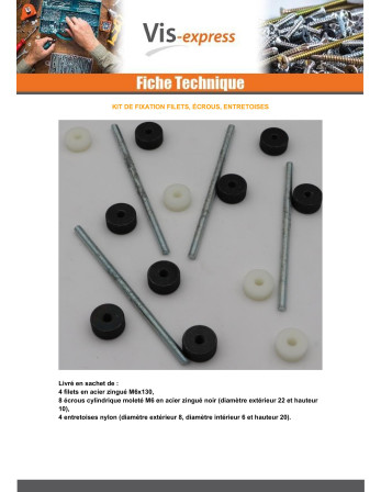 1 x KIT Gewinde M6x130 Verzinkt Mit Muttern