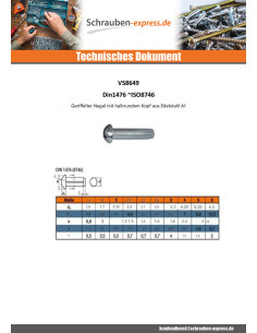 Halbrund-Kerbnagel Edelstahl A2 3x8 2