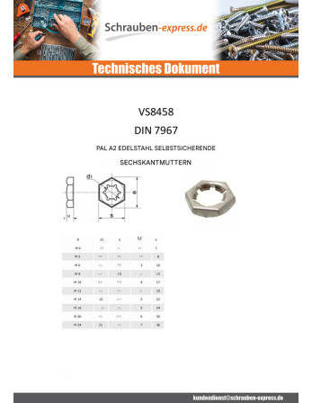 1 x Selbstsichernde Sechskant-Palmutter...