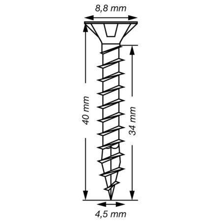1 x Spax T-STAR MEHR Senkkopfschraube T20 Edelstahl A2 4,5 x 40 Gesamtgewinde