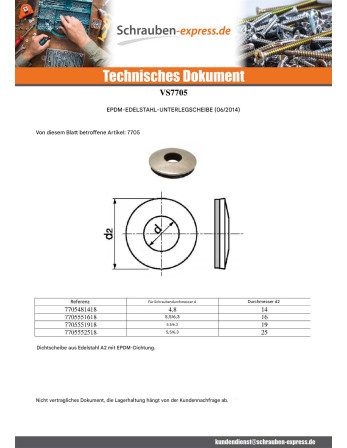 1 x Scheibe mit EPDM Neopren-Dichtung Verzinkt...