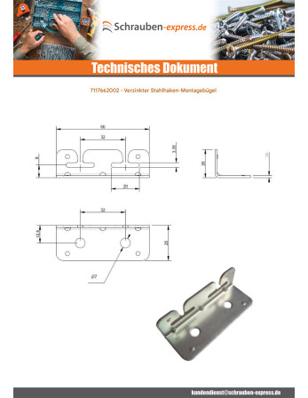 1 x Befestigungslasche für Haken 660x200 Verzinkt
