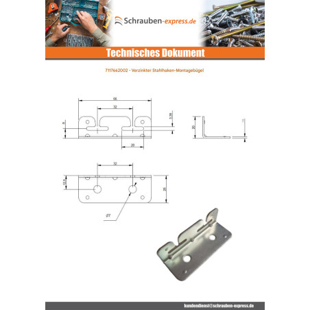 1 x Befestigungslasche für Haken 660x200 Verzinkt
