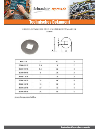 1 x Scheiben/Unterlegscheibe Für Holzbau...
