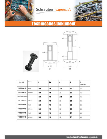 1 x Klemmschraube M6X40 Durchmesser Tube 8...