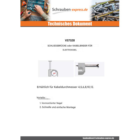 1 x Los von 15 Fenderöse Kabel elektrisch Durchmesser 6
