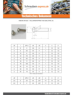 Vollniet Rundkopf Edelstahl A2 6x16 2