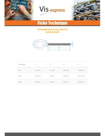 1 x Ringschraube Metalle mit flansch 4x40 Verzinkt