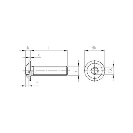 1 x Metallschrauben Flachkopf Kreuzschlitz mit Flansch T30 M6x25 Gesamtgewinde Edelstahl A2