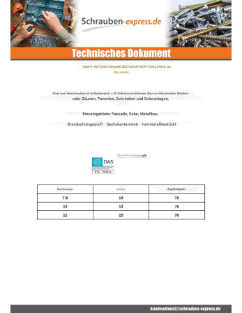 1 x Betonschraube Sechskantkopf S13 Edelstahl...