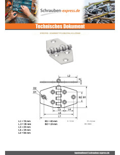 Scharnier Type D 6 Loch Edelstahl A2 70x40 2