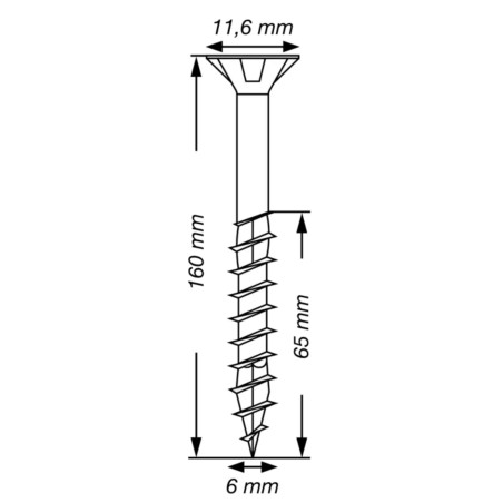 1 x Spax T-STAR MEHR Senkkopfschraube T30 Edelstahl A2 6x160 Mit Gewinde 65