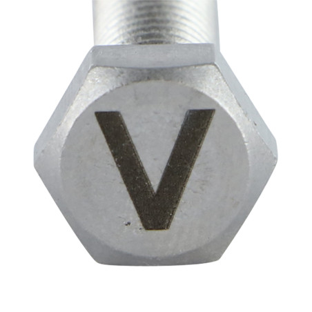 1 x Metallschrauben Sechskantkopf 8x35 Edelstahl A4 mit Buchstabengravur "V"