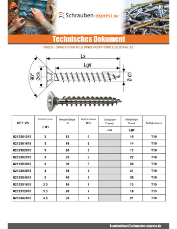 1 x Spax T-STAR MEHR Senkkopfschraube T20...