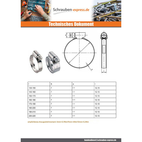 1 x Schlauchschelle Edelstahl W4 Durchmesser 12 für 22 Bandbreite 9 Schraube Verzinkt