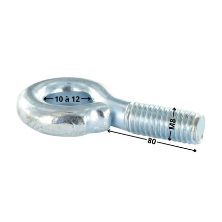 1 x Ringschraube Metalle M8X80 Durchmesser Auge 10 für 12 Verzinkt